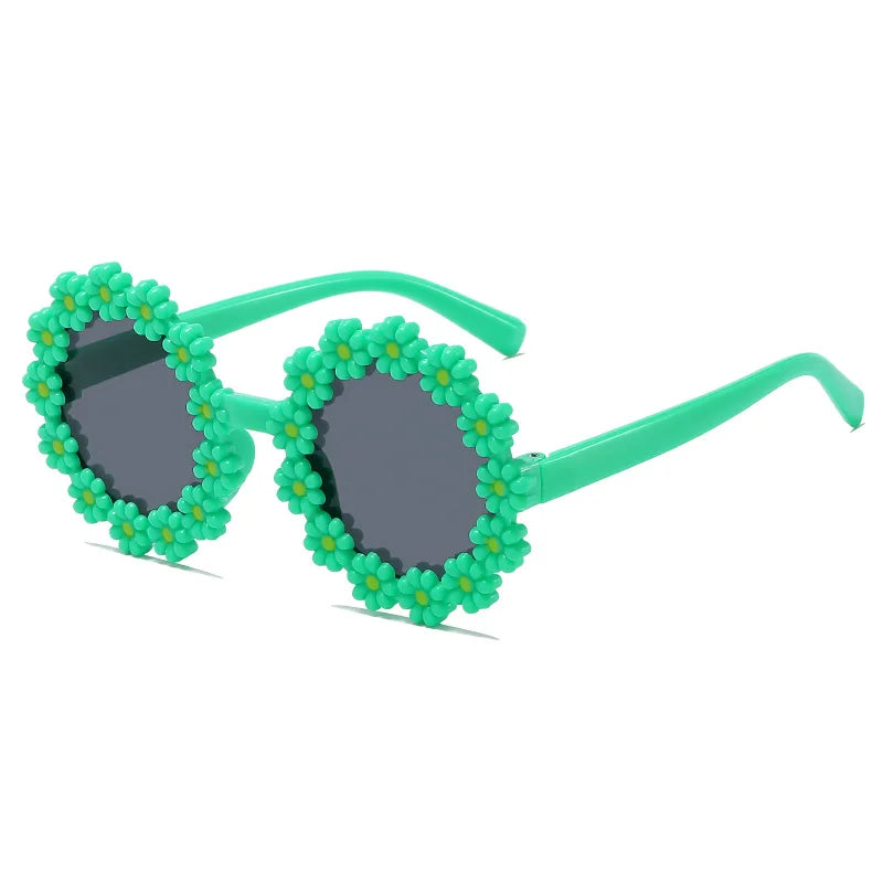 Kids Round Flower Daisy Sunglasses | Cute UV Protection Outdoor Party Shades for Children