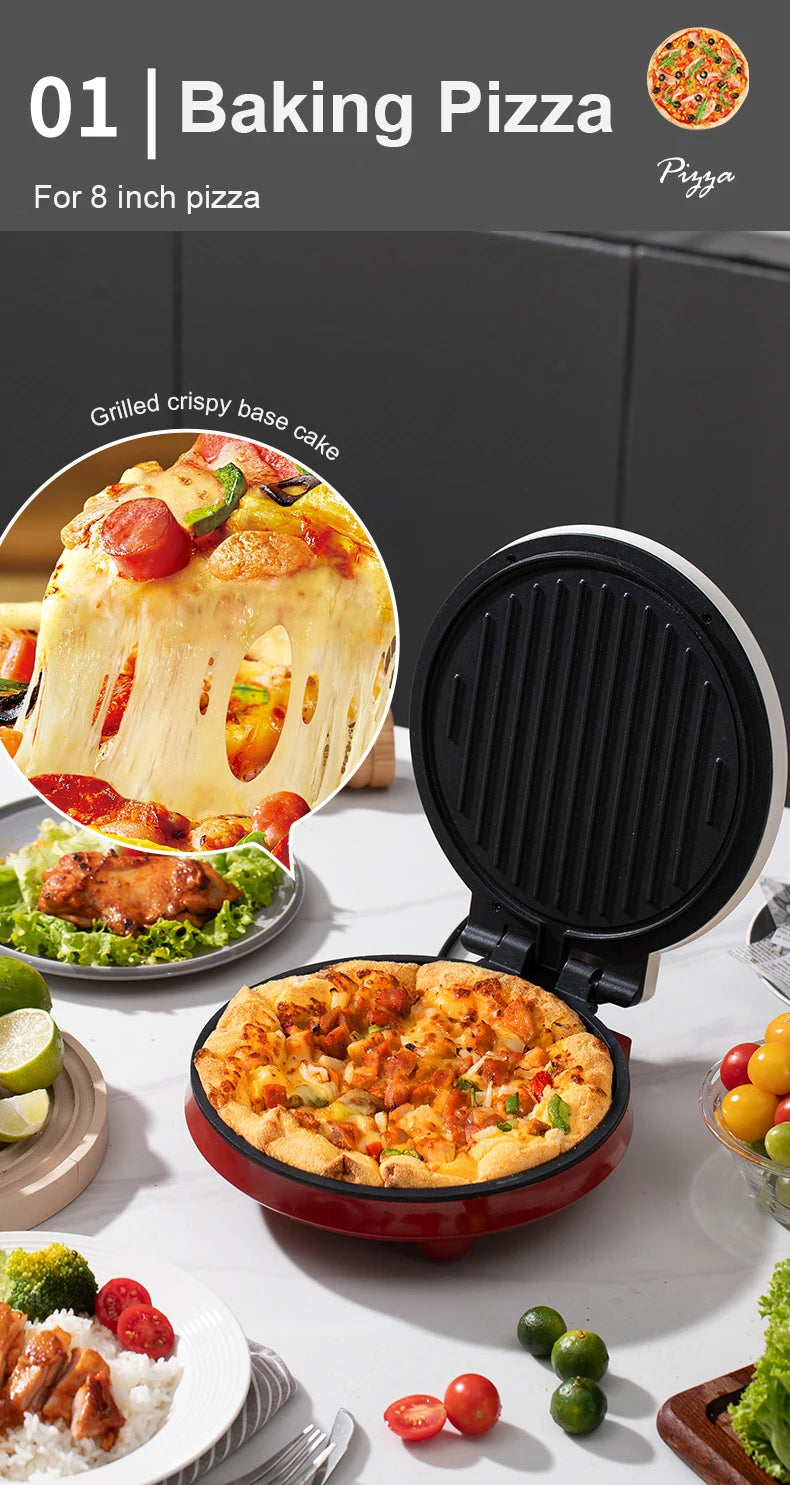 Multifunction Electric Pizza Griddle & Crepe Maker – Double-Sided Heating, Non-Stick Pancake, Steak & Grill Skillet, EU Plug