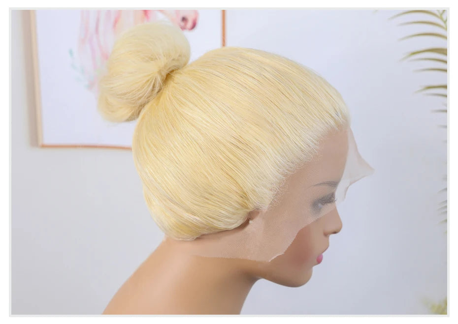 13x4 13x6 360 HD Transparent 613 Honey Blonde Color Lace Front Human Hair Wigs for Women Raw Brazilian Straight Lace Frontal Wig