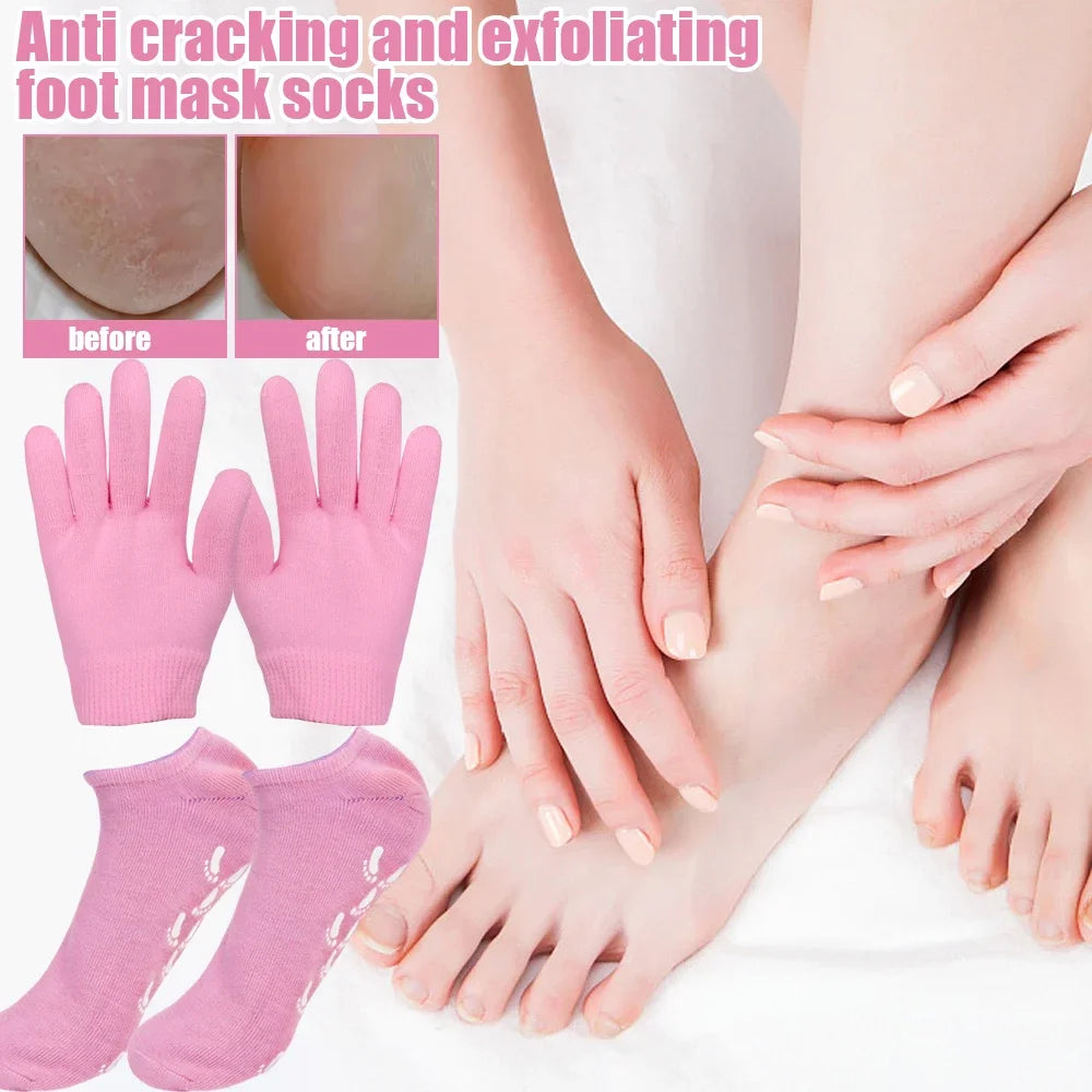Silicone Moisturizing Hand & Foot Mask Socks – Reusable Exfoliating Gloves