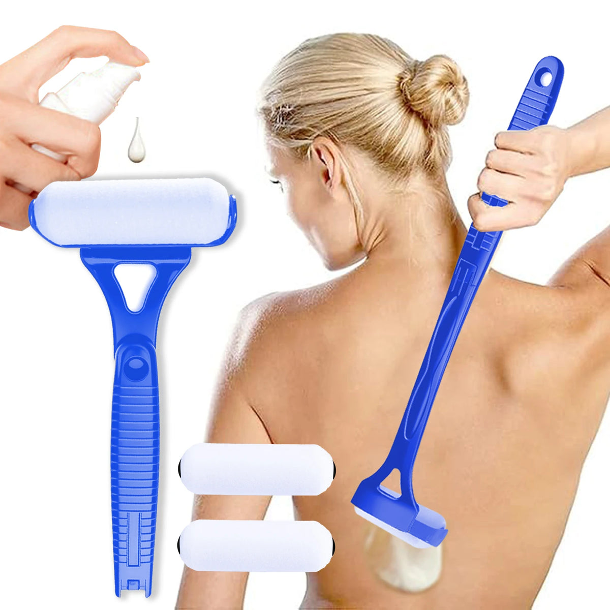 Long Handle Lotion Applicator Stick – Foldable Self-Sunscreen & Tanning Back Applicator with 2 Heads