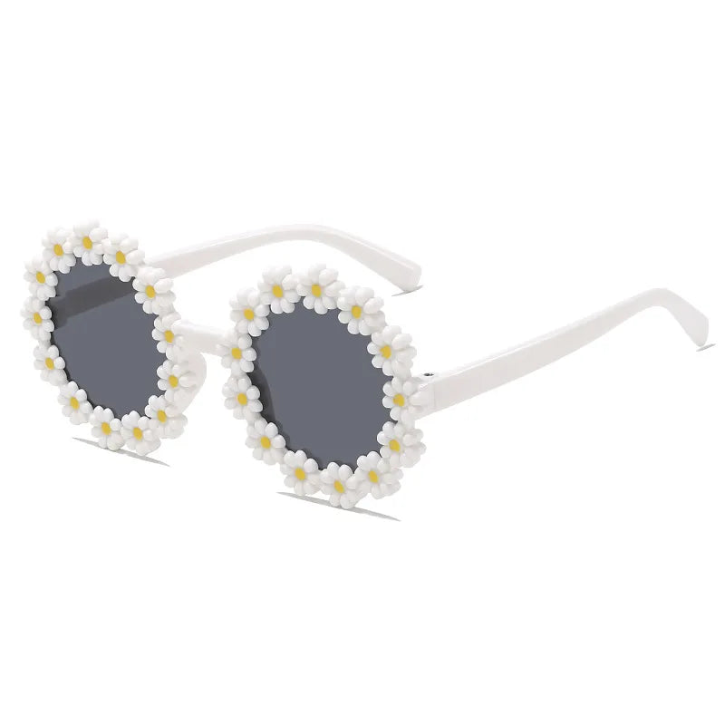 Kids Round Flower Daisy Sunglasses | Cute UV Protection Outdoor Party Shades for Children