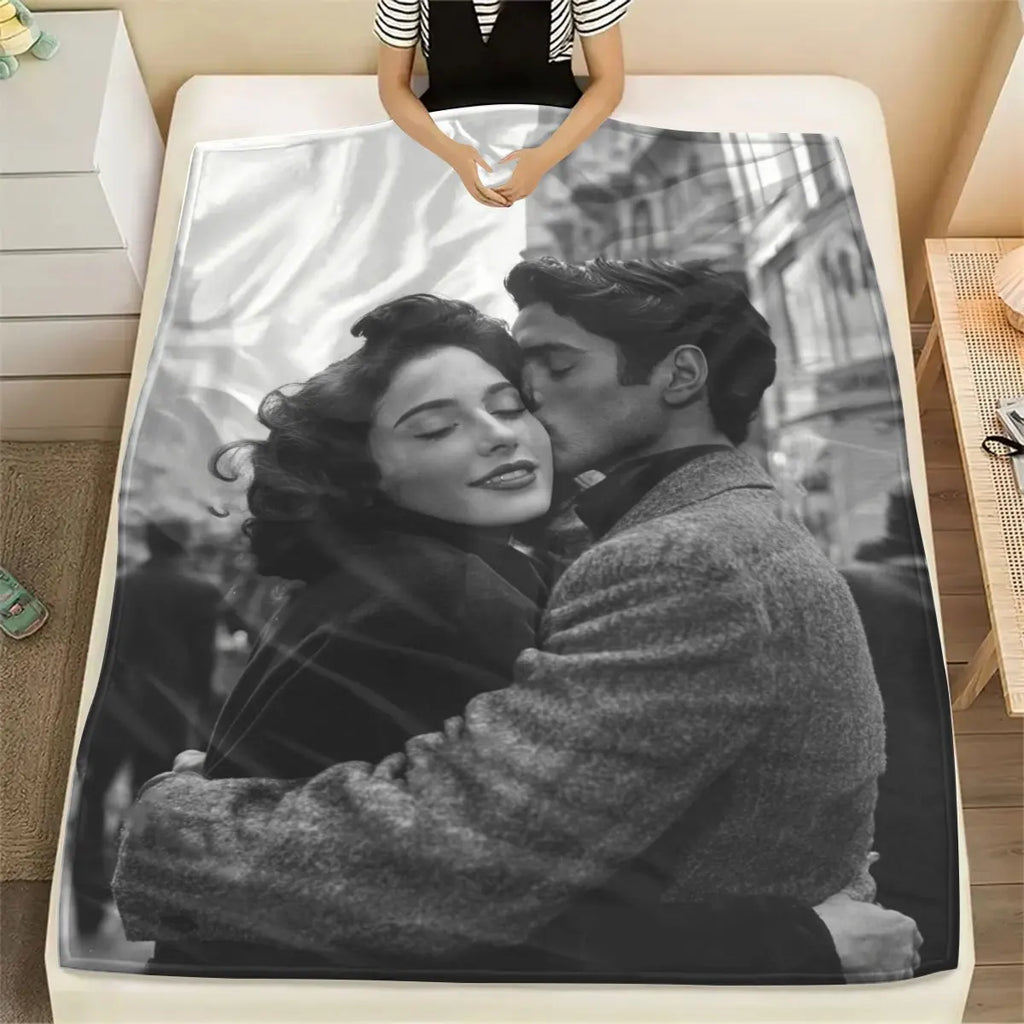 Custom Personalized Photo Blanket – Soft Warm Flannel with Your Photo, Sofa, Bed, Office & Travel Gift
