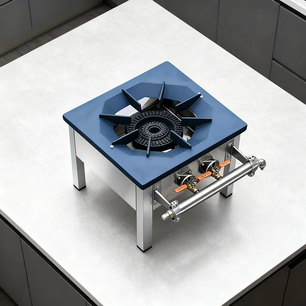 Energy-Saving Single Gas Stove – Dual Ring Commercial & Household Cooktop, LPG/Natural Gas, Short Footed
