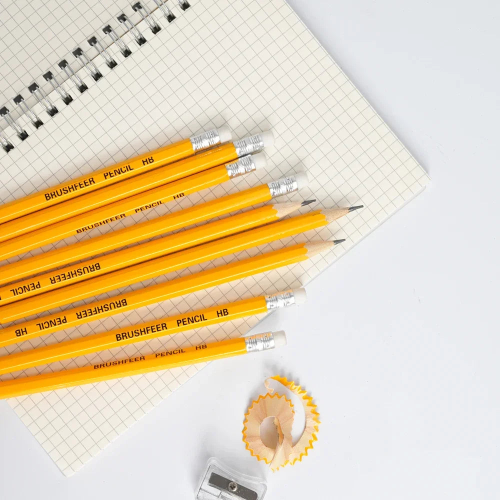 Yellow HB Wooden Pencils with Erasers