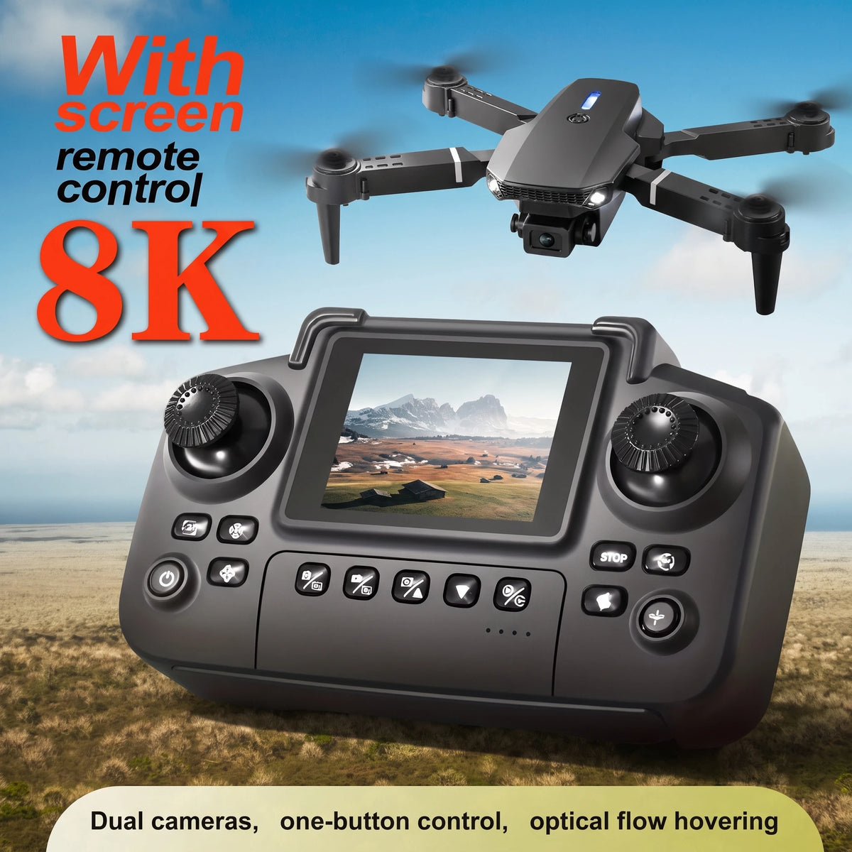 E88 Pro Max Foldable Drone – Dual Camera, 4K/1080p, Brushless Motor, Beginner-Friendly
