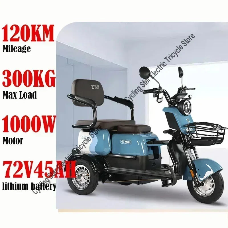 3-Wheel Electric Mobility Scooter for Adults, Long-Range Tricycle