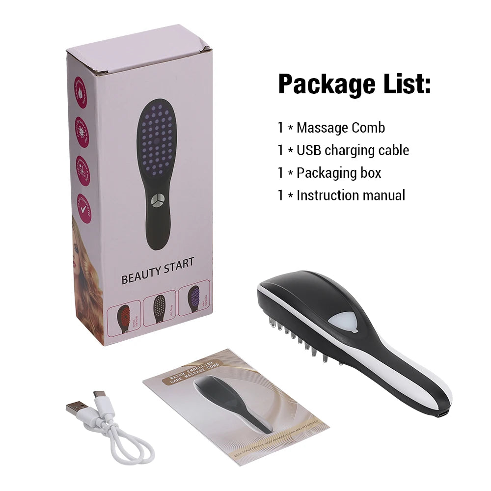 Electric Spray Scalp Massager Comb — LED Light & Mist Spray Hair Growth Device