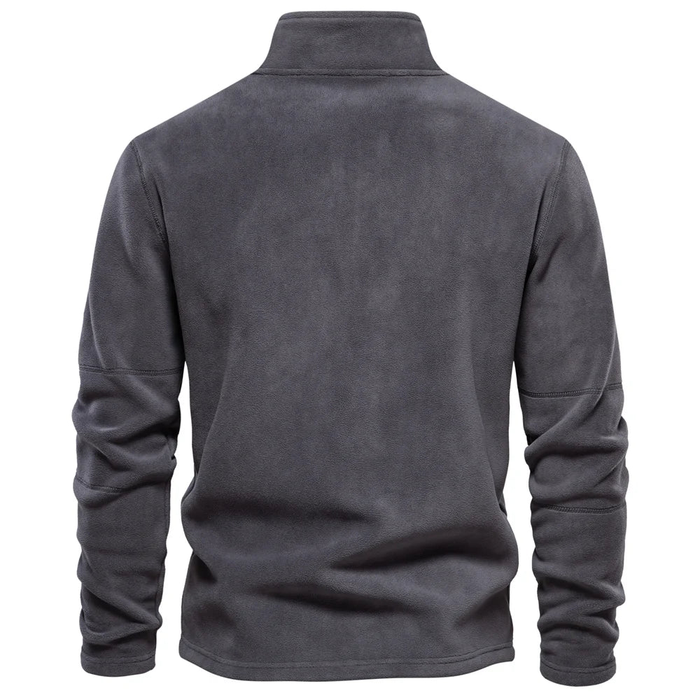 Men's Zip Neck Fleece Pullover Sweatshirt — Quarter-Zip Warm Layering Top