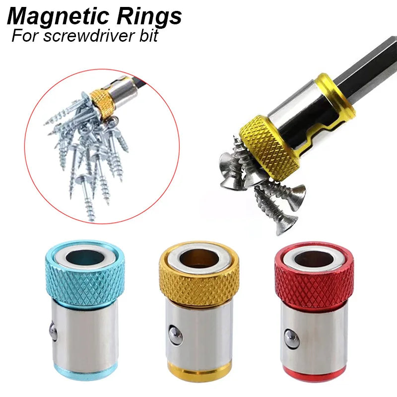 Magnetize Any Bit. Instantly. — 1/4" Magnetic Ring Screwdriver Bit Holder | Strong Magnetizer, Aluminum Alloy, Removable Adapter, 1pc, 3pc & 6pc