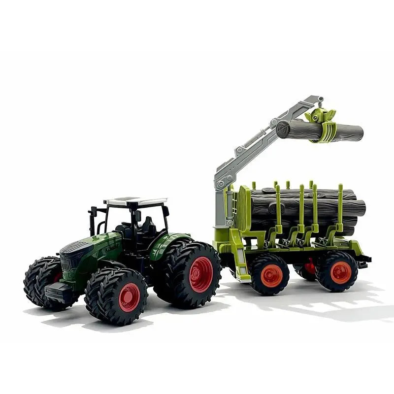 Large Scale Farm Tractor Toy Playset with Trailer & Accessories – DIY Farmer Transport Set