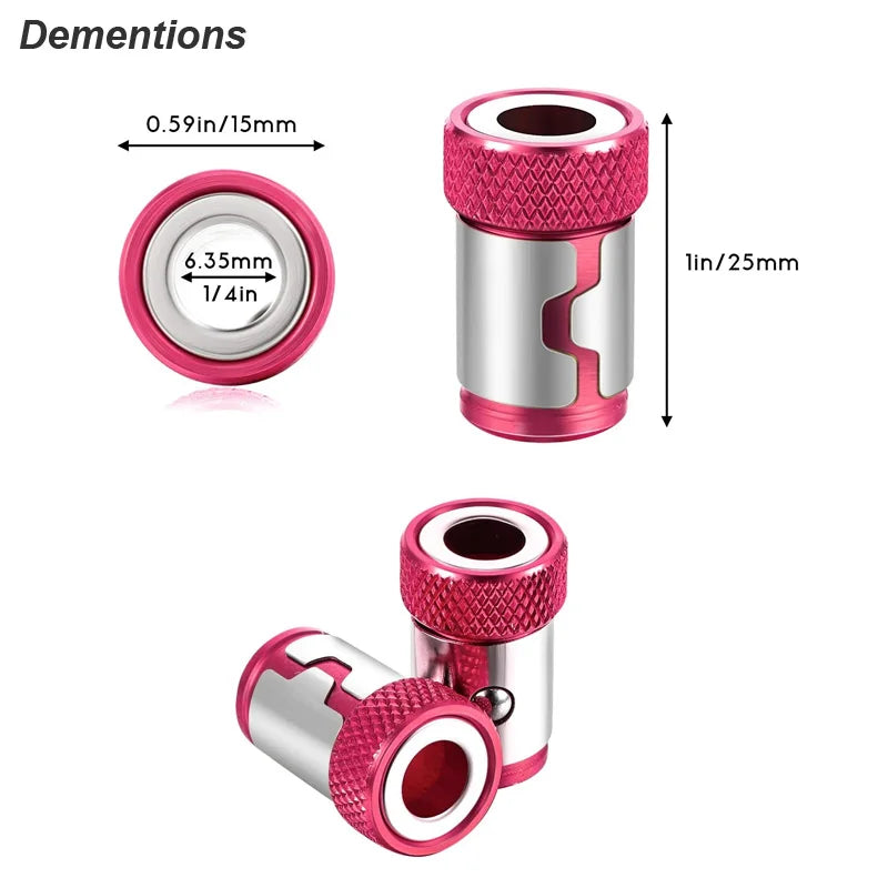Magnetize Any Bit. Instantly. — 1/4" Magnetic Ring Screwdriver Bit Holder | Strong Magnetizer, Aluminum Alloy, Removable Adapter, 1pc, 3pc & 6pc