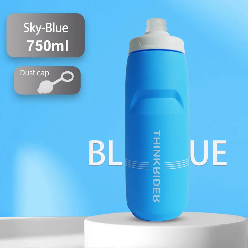 ThinkRider Cycling Water Bottle 620ml/750ml – Squeeze Jet, Leakproof, MTB & Road Bike Cage Compatible, 0–70°C