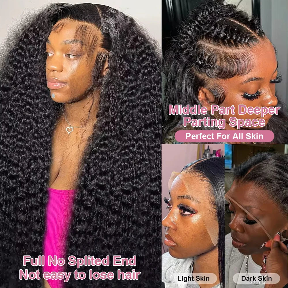 40–50 Inch Water Wave Curly Lace Front Wig | 300% Density 13x4 13x6 7x5 HD Glueless Brazilian Human Hair for Women