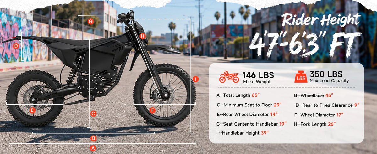 X1 Spark L Electric Dirt Bike – 60 Mile Range