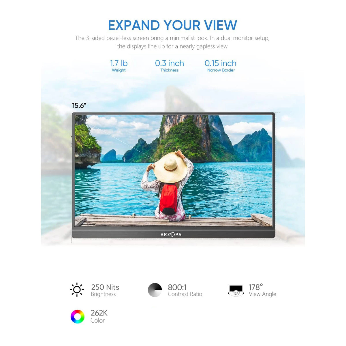 15.6-Inch Portable Monitor – Full HD IPS & Aluminum Housing