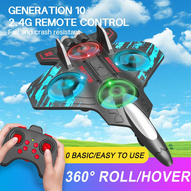 2.4G RC Stunt Foam Helicopter Jet Plane with Gyroscope & LED Light – Indoor Outdoor Toy