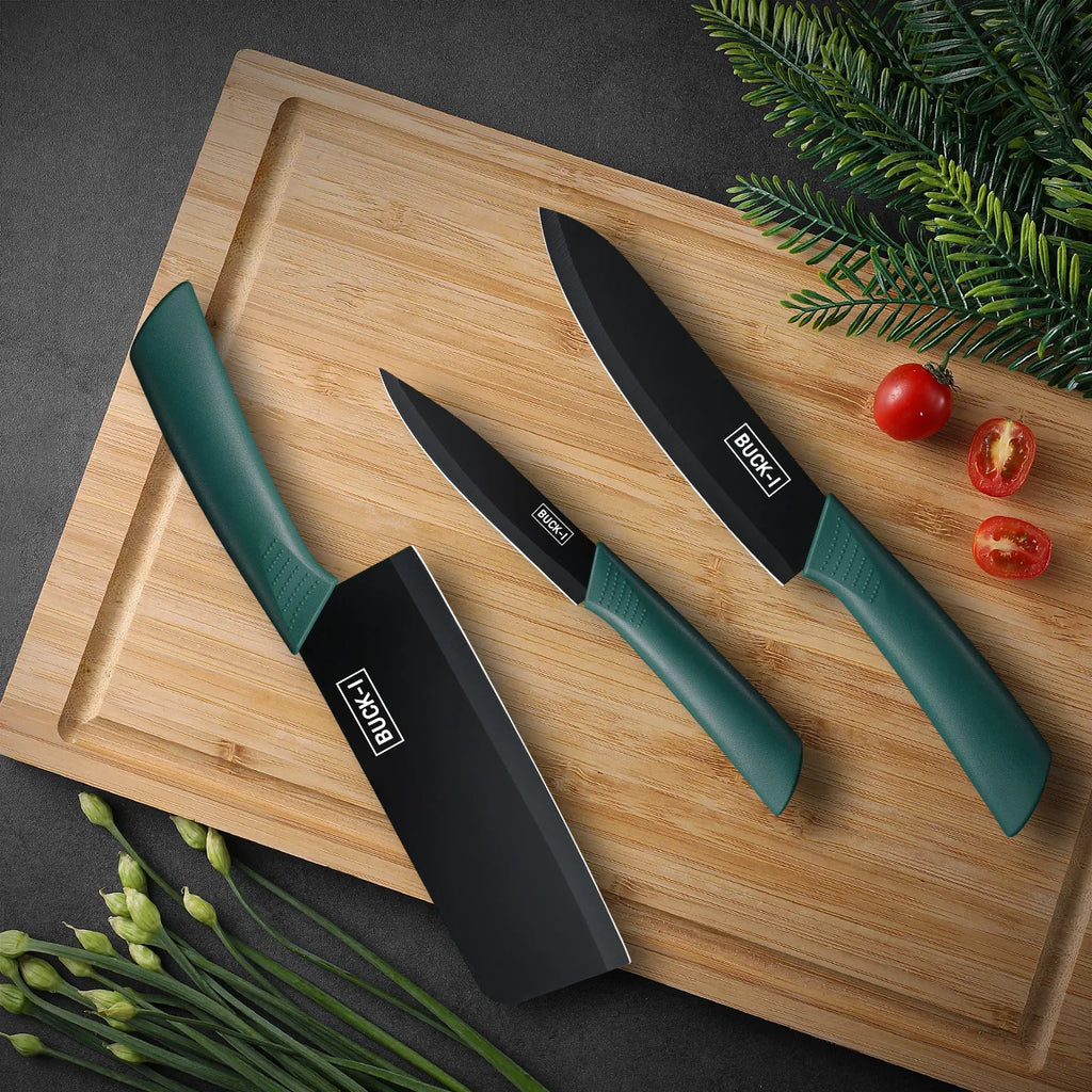 Kitchen Knife Set with Covers – Utility, Chef & Fruit Knife for Cutting Meat, Vegetables & More