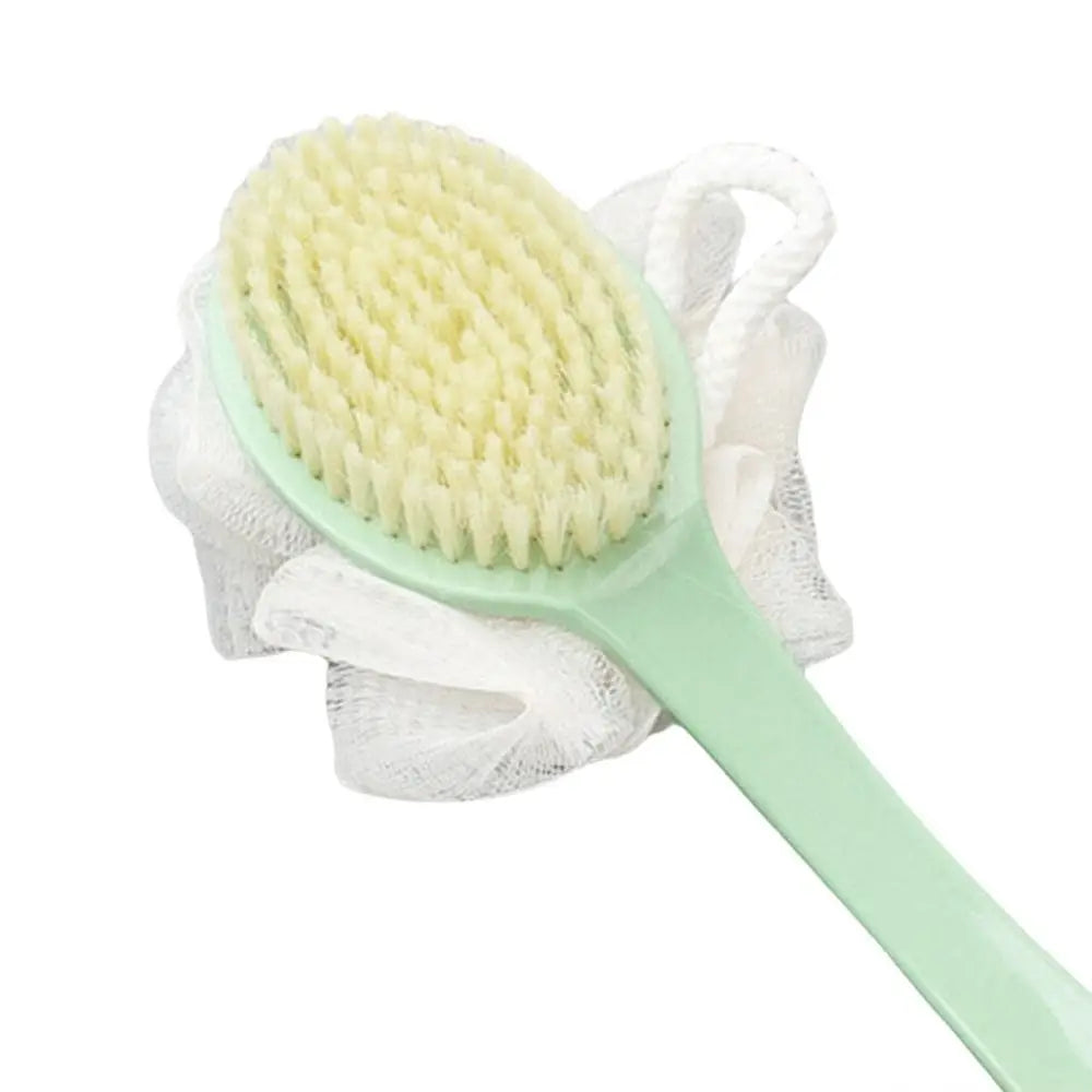 2-in-1 Double-Sided Long Handle Shower Brush – Exfoliating Soft Bristle Body Scrubber