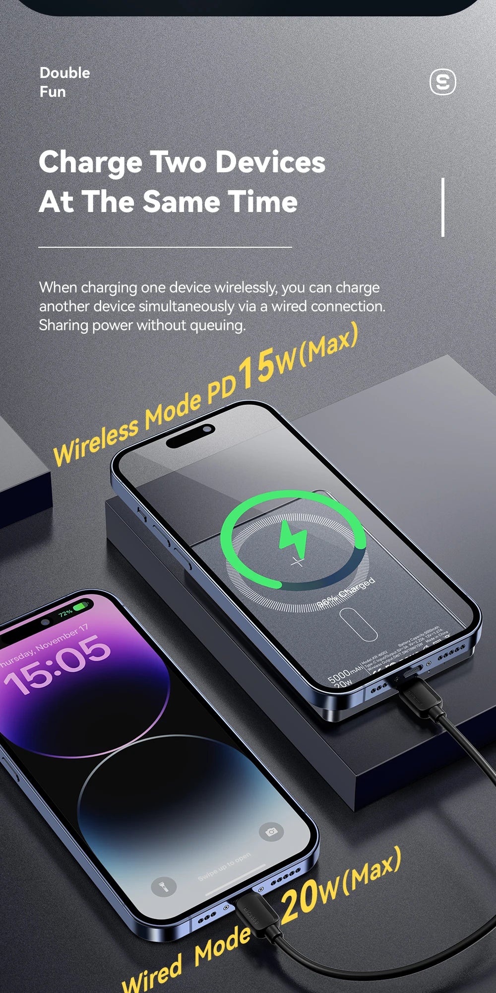 Essager Slim Wireless Power Bank — Magnetic MagSafe Compatible Portable Charger