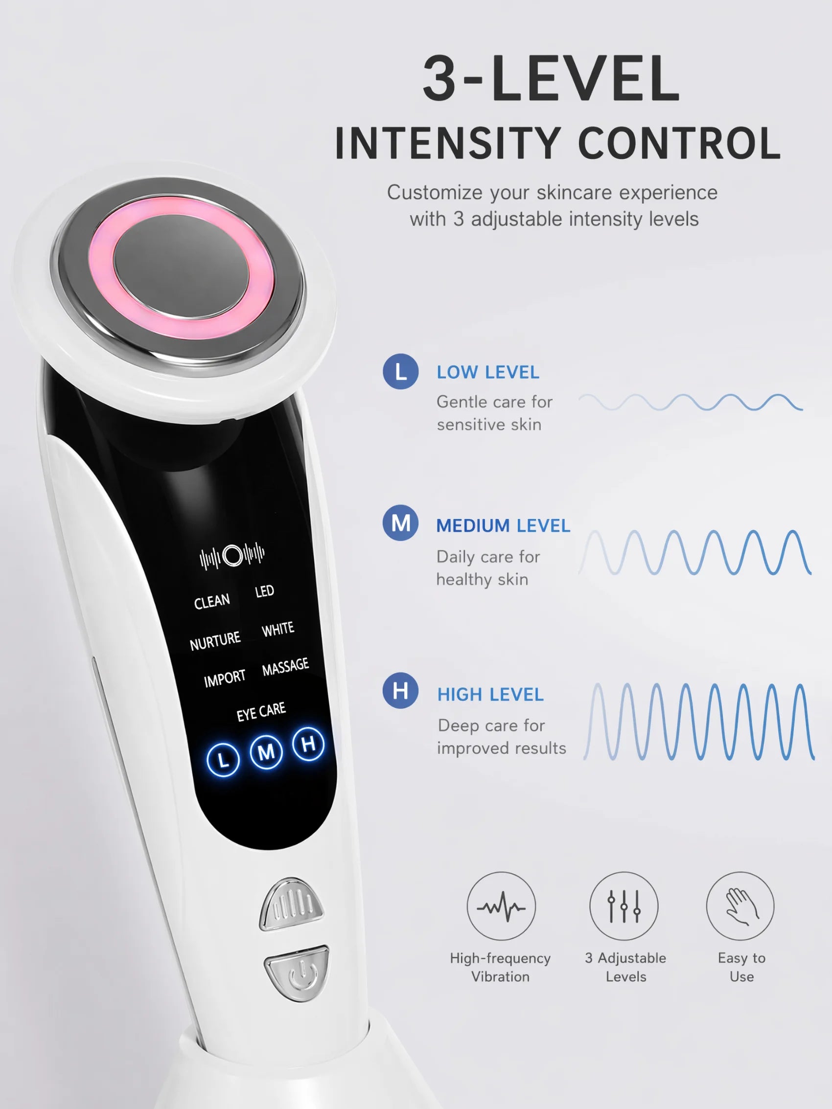 7-in-1 LED Facial Beauty Device – Cleansing, Serum Infusion, LED Light Therapy & Eye Care Massager