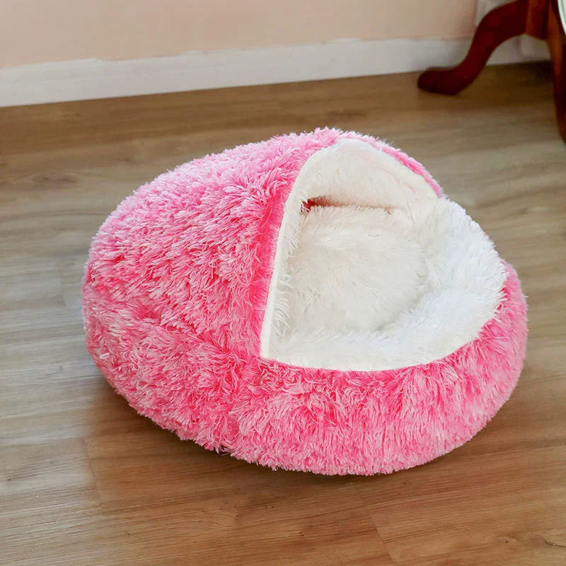 Round Plush Dog & Cat Bed – Warm Washable Pet Sofa Basket, Small to Large Dogs & Cats