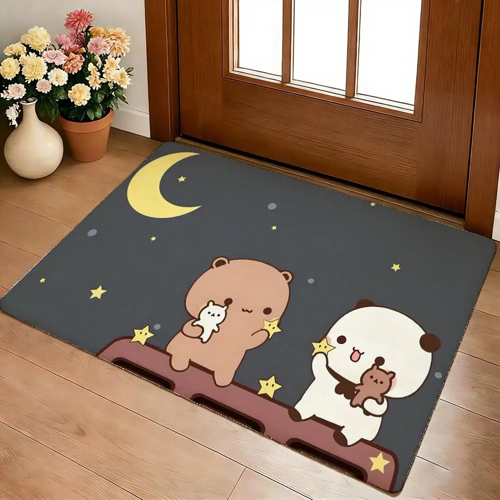 Bubu & Dudu Cute Flannel Floor Mat – Soft Non-Slip Rug for Living Room, Bedroom & Kitchen