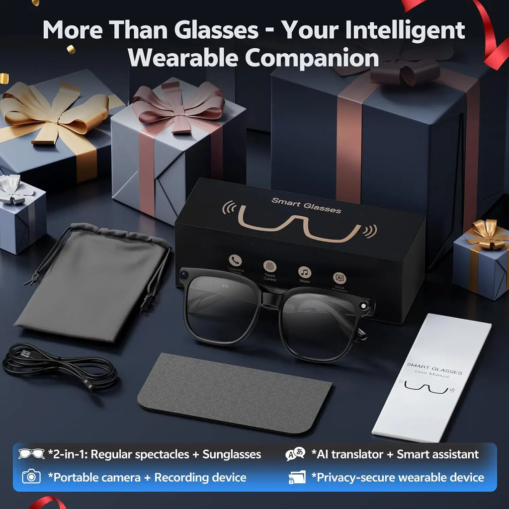 4K 8MP AI Smart Glasses — HD Camera, 150+ Language Translation, ChatGPT, WiFi & Bluetooth Calling