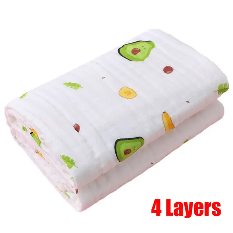 4-Layer Gauze Baby Bath Towel – Soft Cotton Infant Washcloth, Newborn Bathrobe & Swaddle Blanket