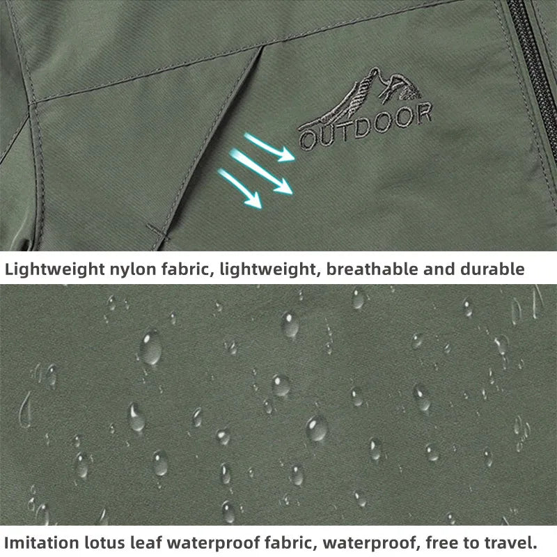 Men's Hooded Hiking Windbreaker – Multi-Pocket Jacket