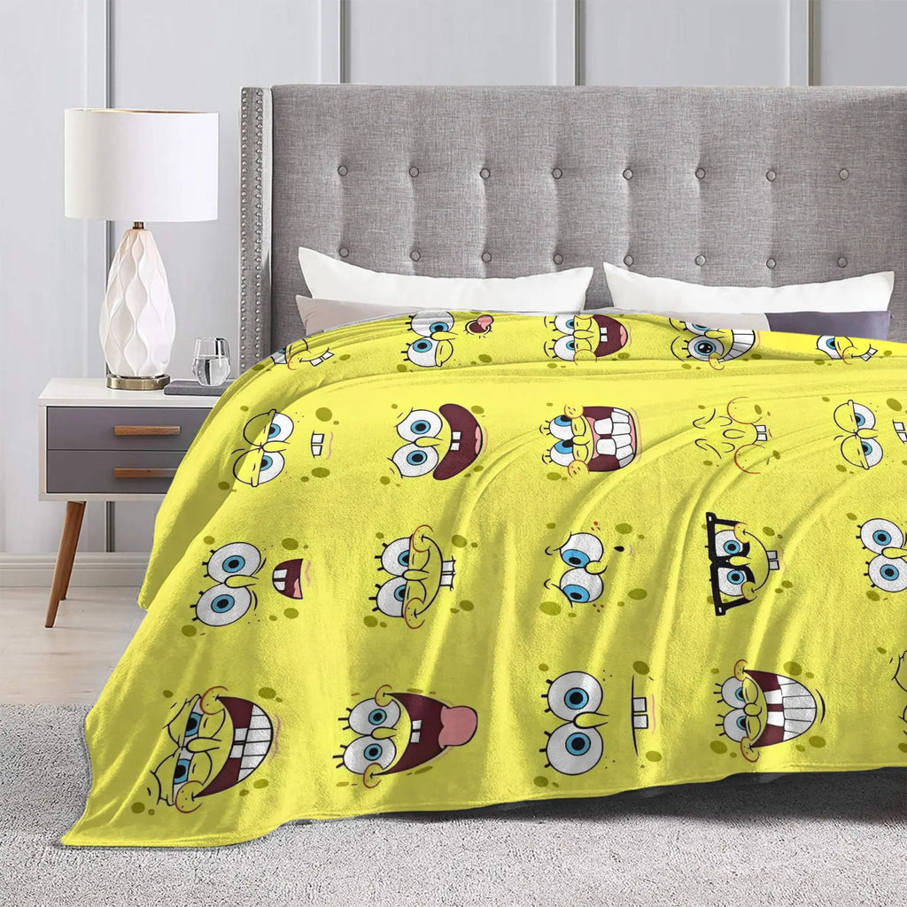 SpongeBob Flannel Throw Blanket – Soft Breathable Character Blanket for Bed, Lounge & Summer