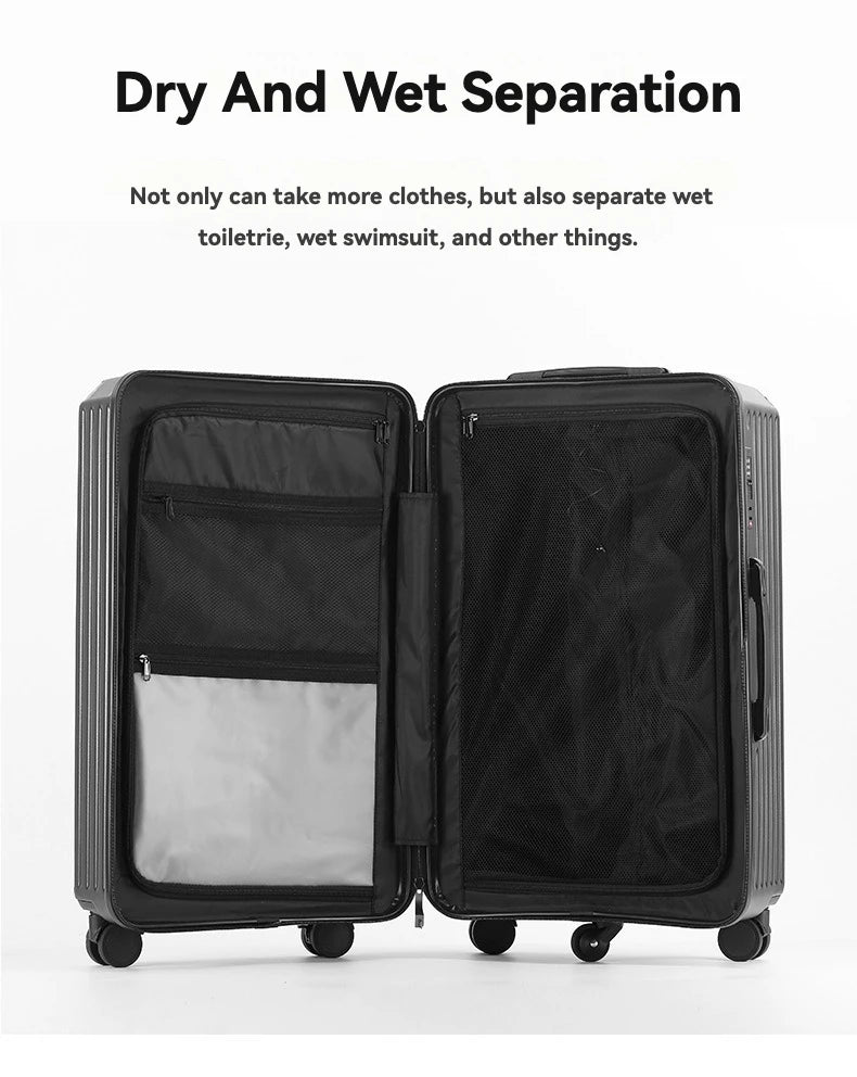 Large-Capacity Carry-On Luggage – Cup Holder & USB Port