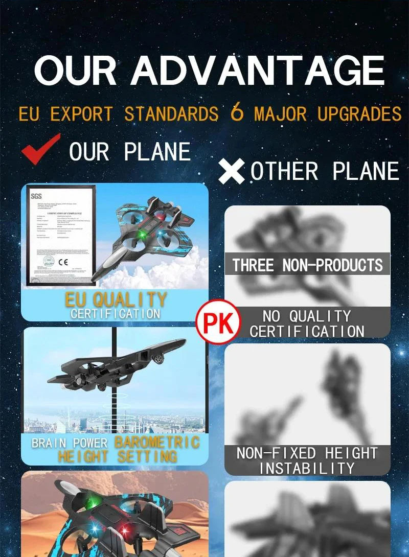 2.4G RC Stunt Foam Helicopter Jet Plane with Gyroscope & LED Light – Indoor Outdoor Toy