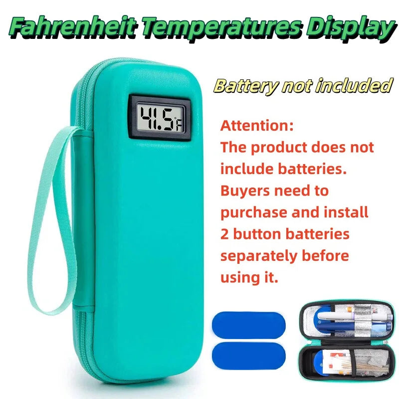 Insulin Cooler Travel Case with Temperature Display – Refrigerated Medicine Cooling Bag with Ice Pack & Diabetic Organizer