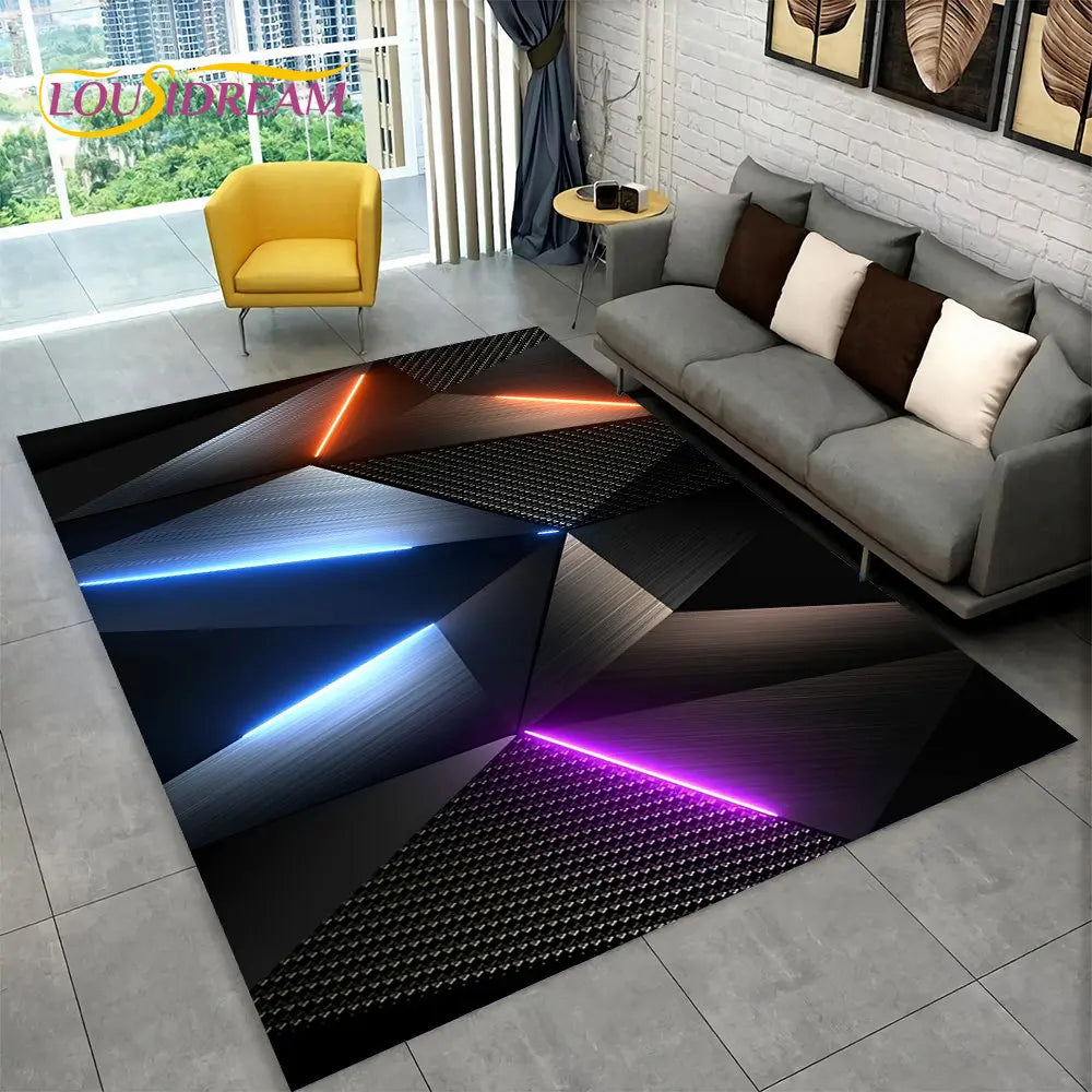 3D Abstract Modern Geometric Illusion Area Rug | 100% Polyester, Non-Slip, Machine Washable, 8 Sizes
