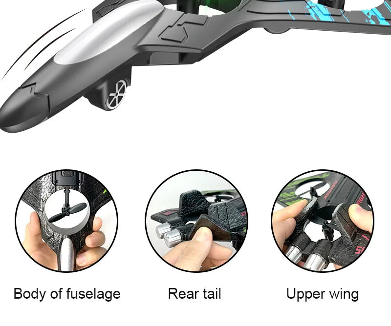2.4G RC Stunt Foam Helicopter Jet Plane with Gyroscope & LED Light – Indoor Outdoor Toy