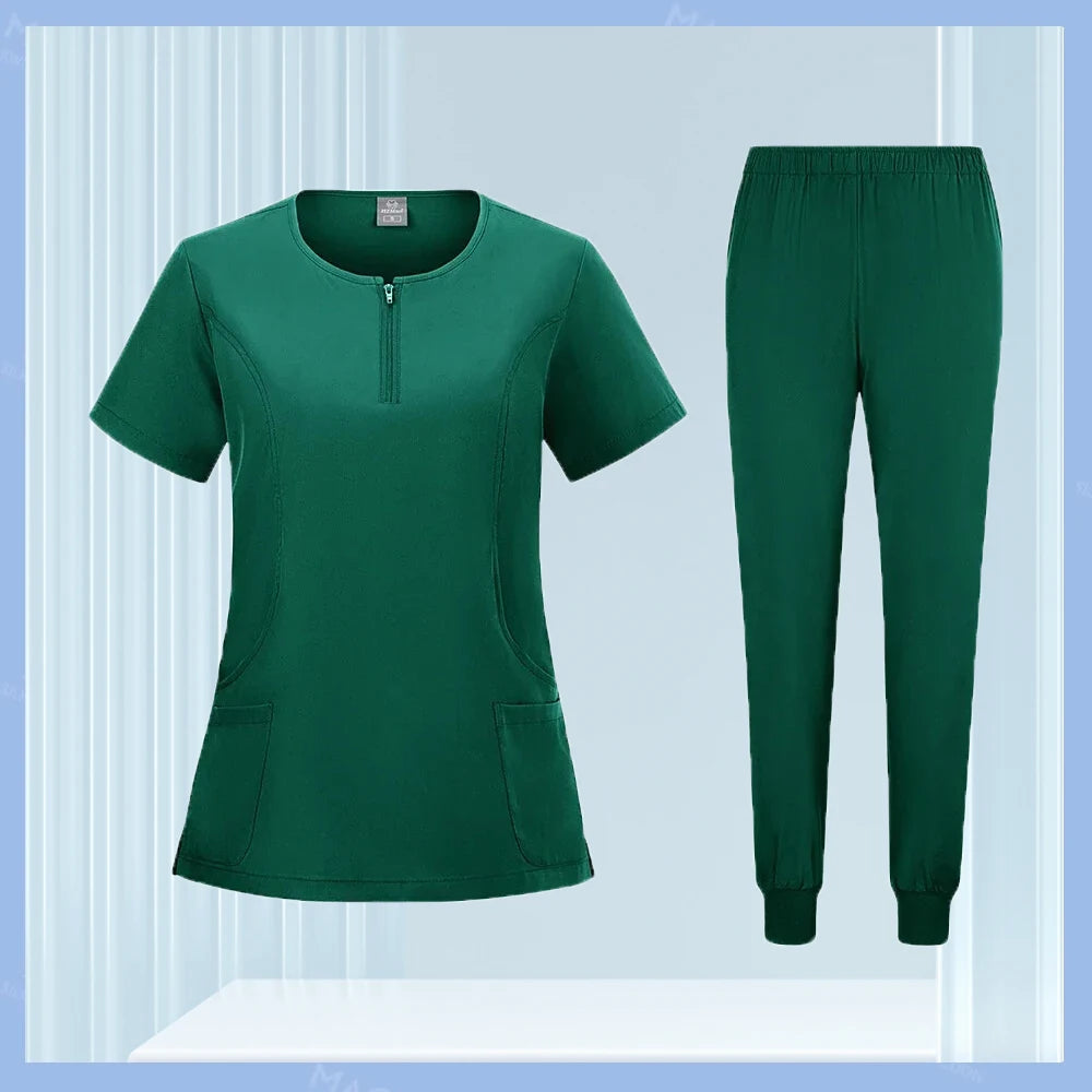 Medical Scrubs Set for Women & Men – Short Sleeve Stretch Scrub Uniform