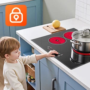 2-Zone Ceramic Hob – 3000W, Child Lock, 9 Heat Levels, 1-99 Min Timer, 60cm Black Glass (CE Certified)