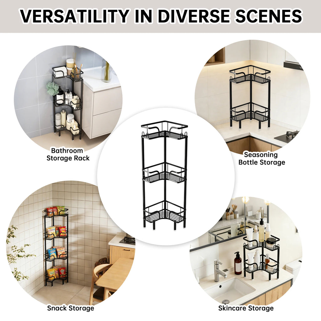 Bathroom Corner Shelf — Multi-Layer Freestanding Storage Rack for Shower & Bath Supplies