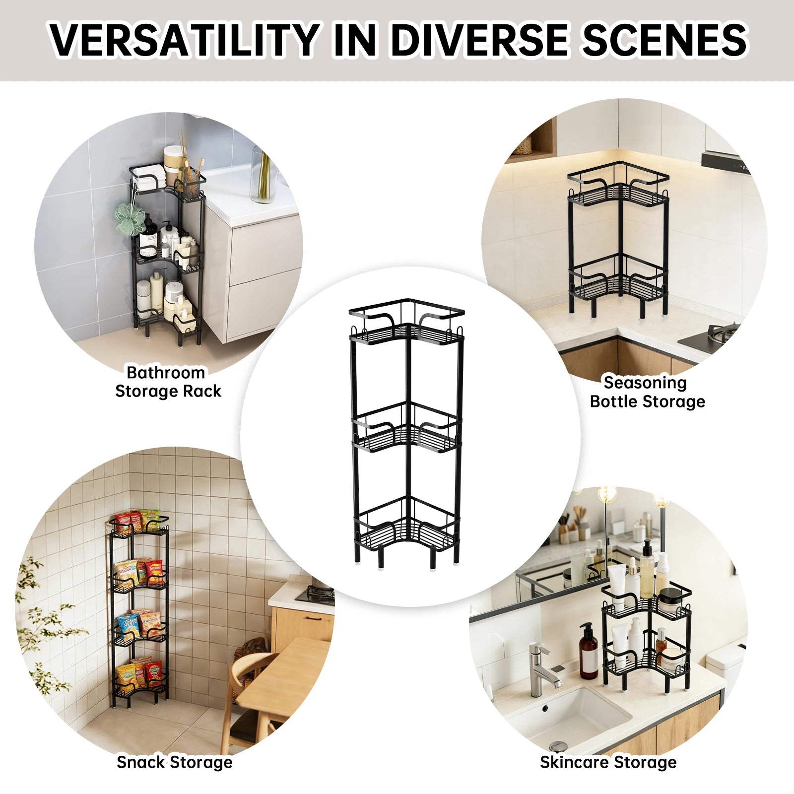 Bathroom Corner Shelf — Multi-Layer Freestanding Storage Rack for Shower & Bath Supplies