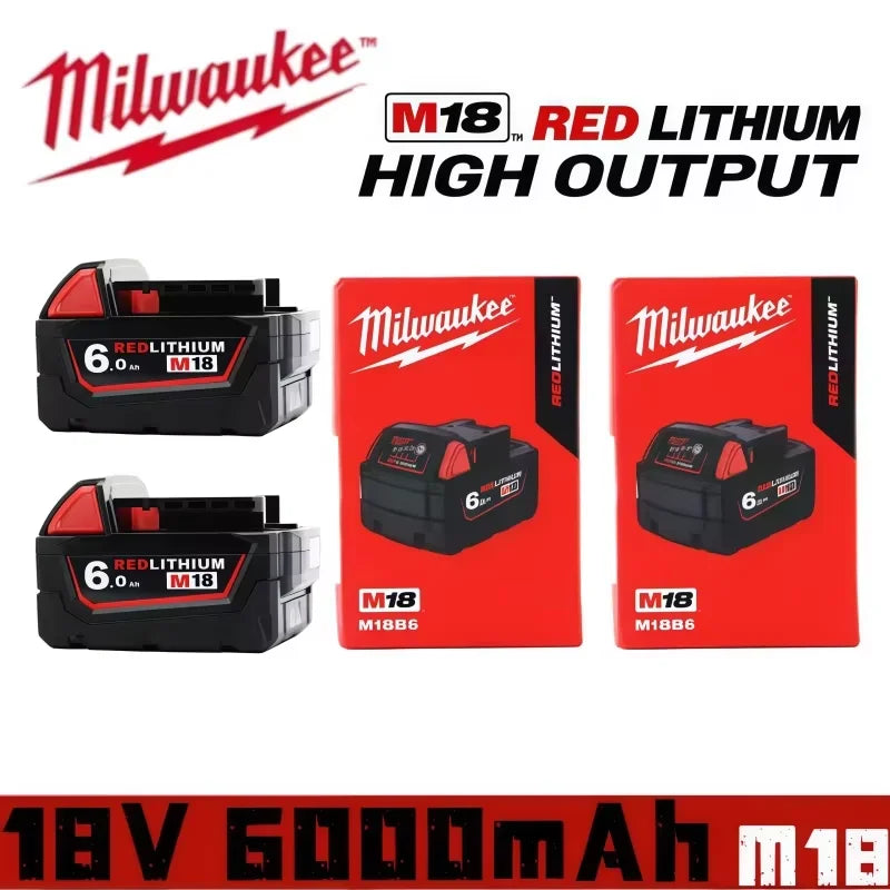 Milwaukee M18 6Ah Replacement Battery – 18V Lithium-Ion Rechargeable for M18 Cordless Power Tools