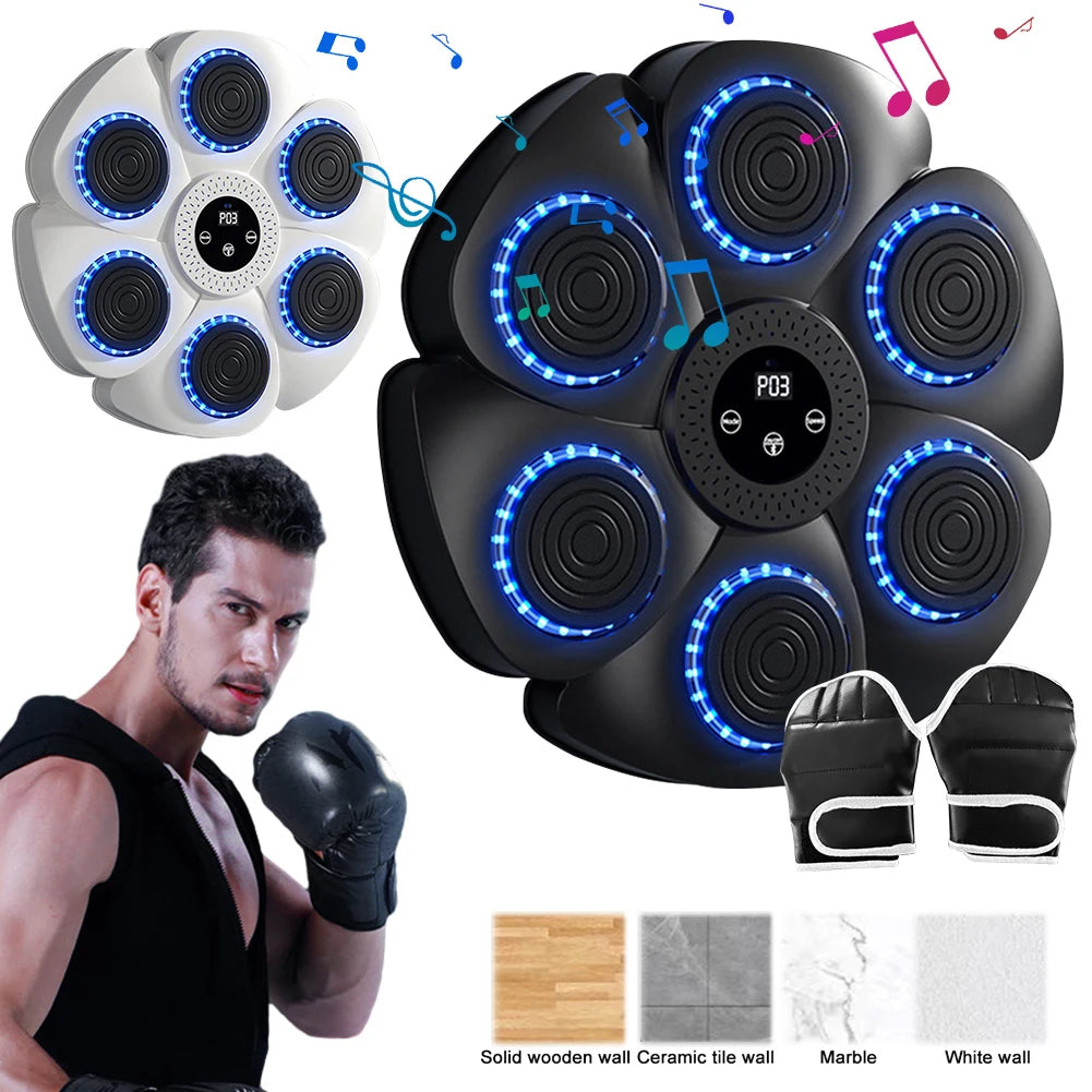 Smart Music Boxing Machine – RGB LED Reaction Wall Target with Bluetooth, Gloves Included