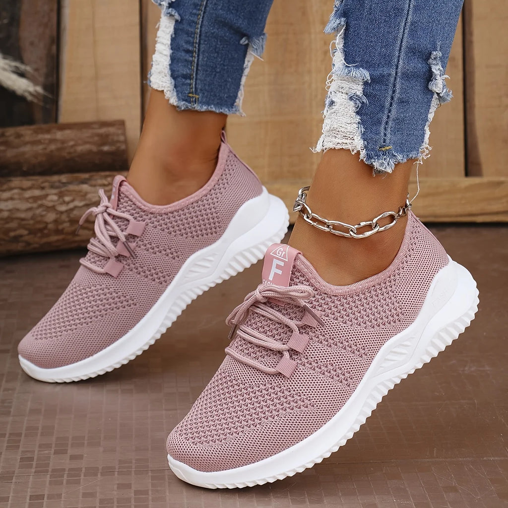 Women's Knit Leisure Sports Shoes – Soft Sole Running & Tennis Sneakers