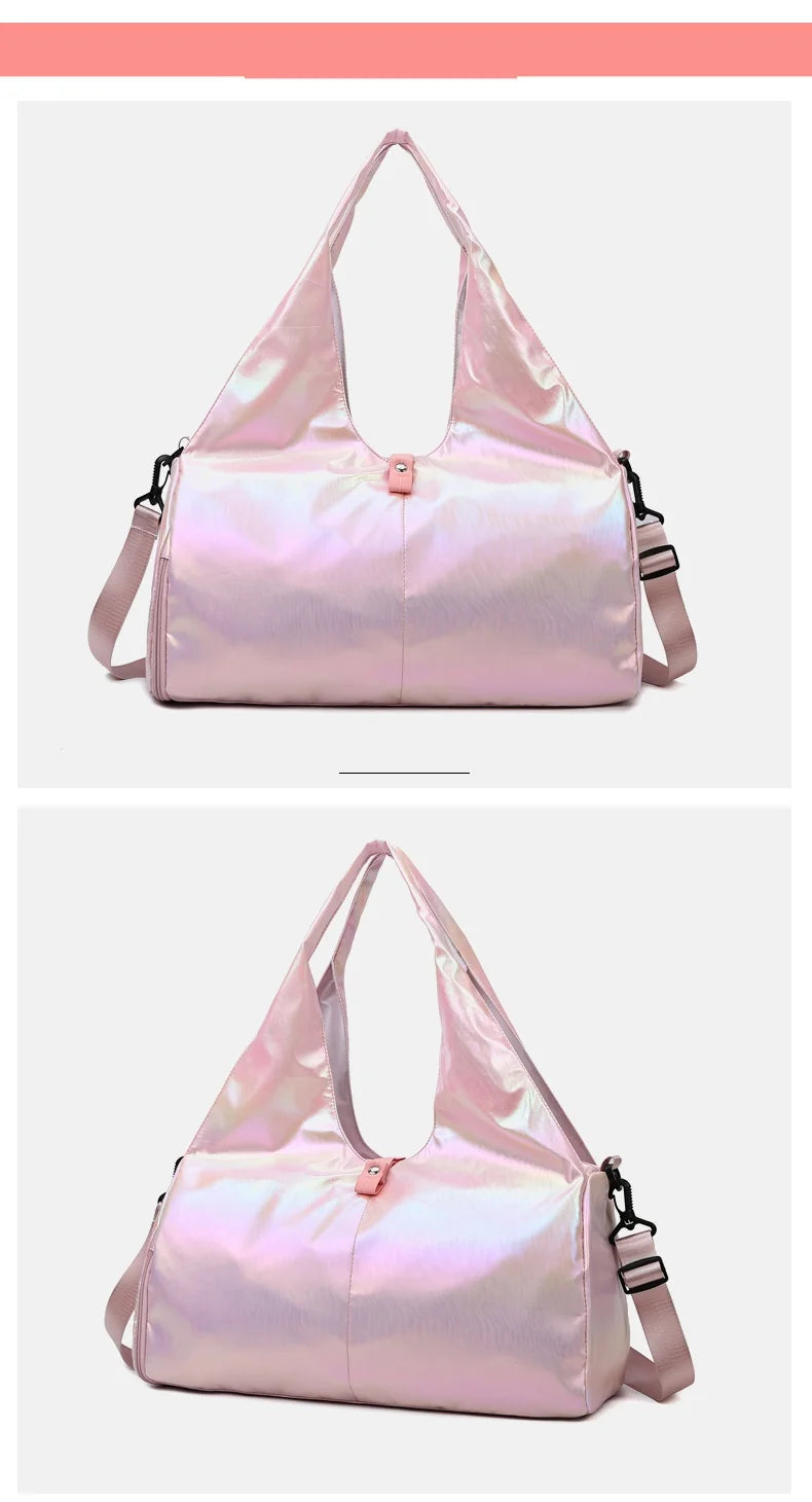 Large Capacity Gym Travel Shoulder Tote Bag – Multi-Function Ruched Cotton Handbag for Women