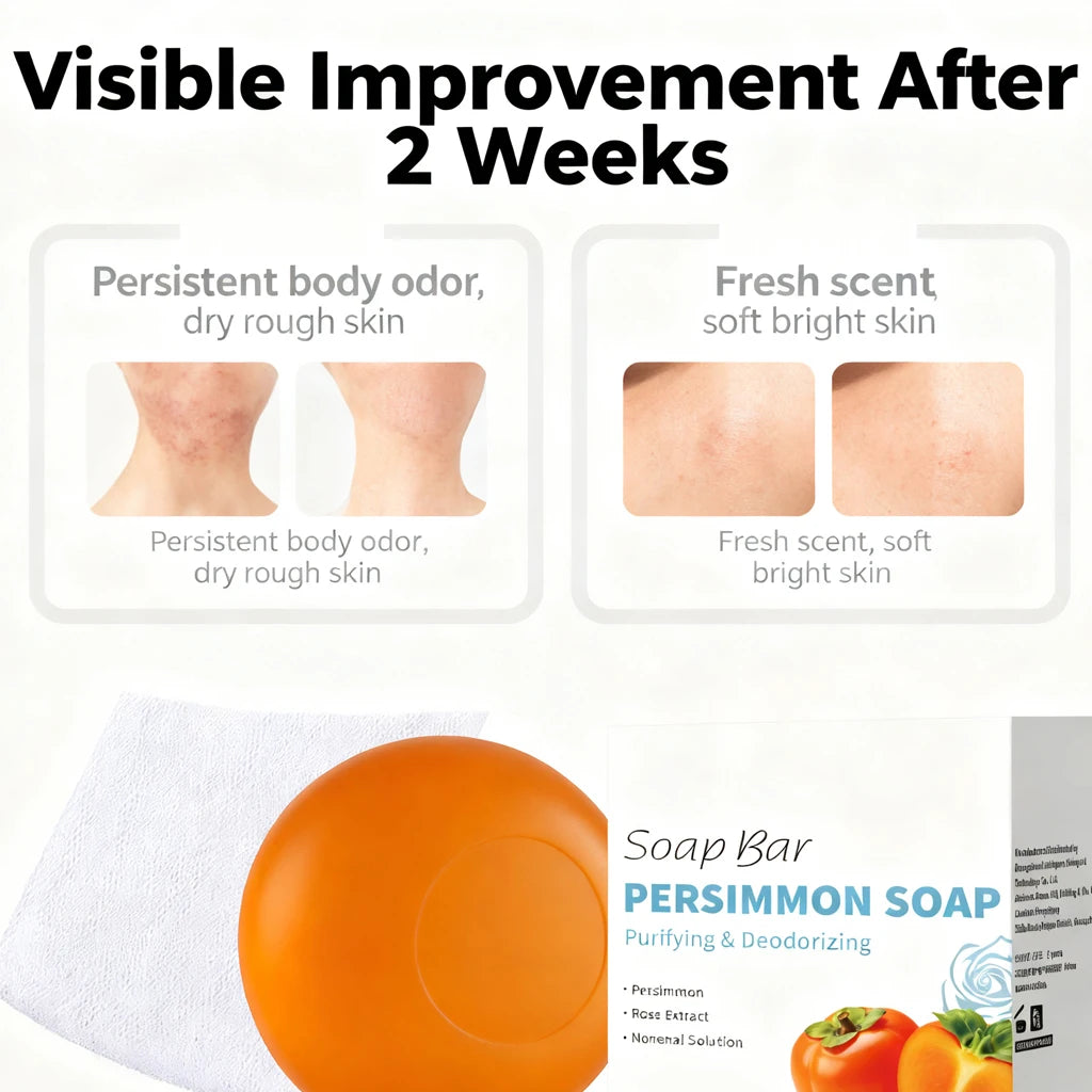 Persimmon Soap Bar – Japanese Persimmon & Green Tea Extract Deodorizing Bar for Men & Women