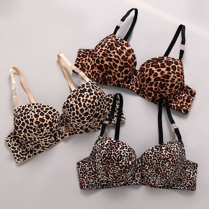 Sexy Leopard Print Push-Up Bra & Underwear Set