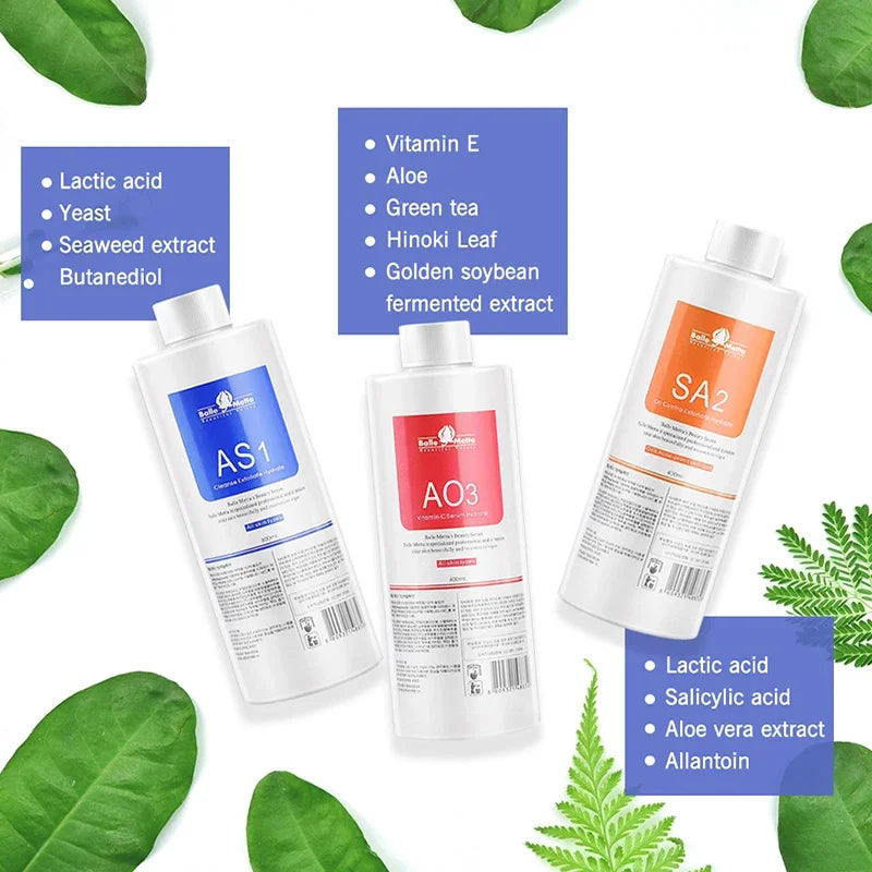 Aqua Peel Facial Serum Kit – AS1 SA2 AO3 Hydra Deep Cleaning Solution 400ml