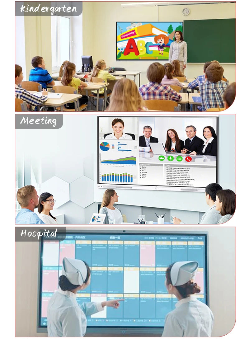 TouchWo 4K Interactive Whiteboard Smart Board – 65"/75"/86", 20-Point Touch, Android/Win i3/i5/i7, On Wheel