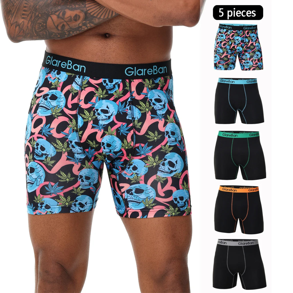 Men's Long-Leg Stretch Boxer Briefs, 5-Pack