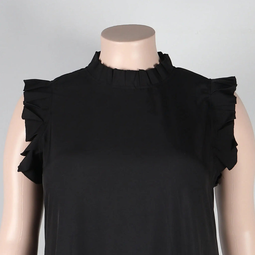 Sleeveless Ruffles A-Line Loose Elegant Maxi Dress — Casual Splice Sexy Long Dress